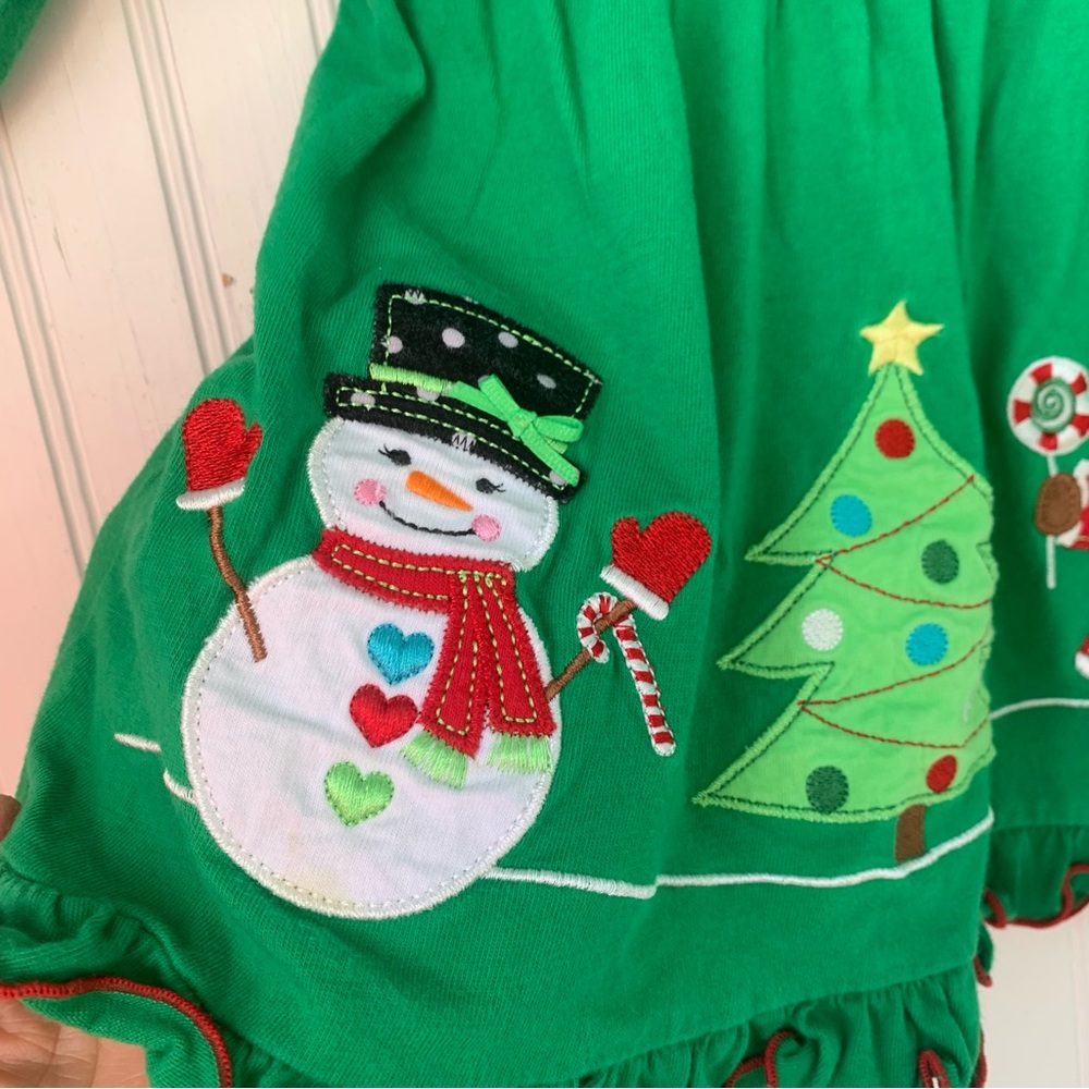 Sophie Rose (3T) Festive Green Holiday Dress with Red Accents - Picture 3 of 8